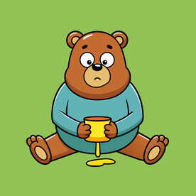 矢量动物手捧蜂蜜罐的小熊