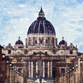 世界名胜古迹圣彼得教堂油画效果