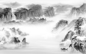 现代 灰色高清山水 Tif分层