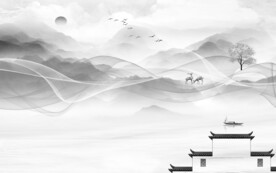 人气 简约灰色山水 TiF分层