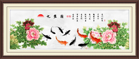 牡丹九鱼图