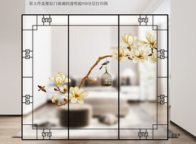 高清分层透明底推拉门玻璃打印图