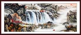 瀑布流水画