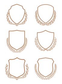 矢量盾牌徽章麦穗橄榄枝纹理图标