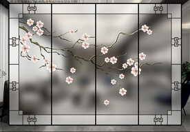 高清分层透明底推拉门玻璃打印图