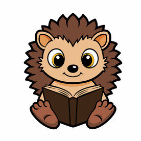 矢量动物看书的小刺猬