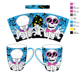 陶瓷杯子万圣节花纸