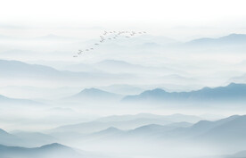 意境山水水墨画背景墙画