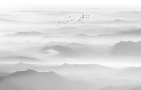 现代意境新中式山水背景壁画