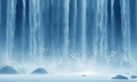 瀑布山水画幕墙