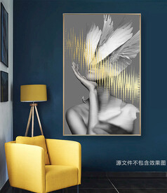 黑白艺术女郎装饰画