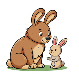 矢量动物小兔子和他的爸爸