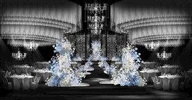 蓝白亮片婚礼效果图