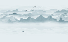 抽象水墨山水画