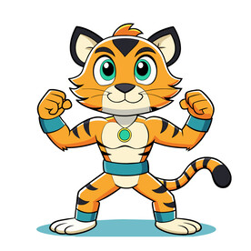 动物强壮的小老虎卡通矢量