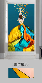 现代爱马仕橙抽象艺术女郎玄关画