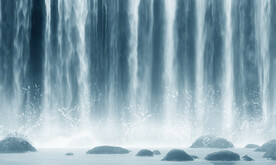 瀑布山水背景墙