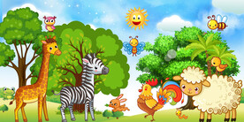 卡通动物背景墙