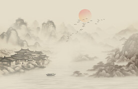 禅意水墨山水画