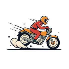 人物骑摩托车极速行驶的人矢量