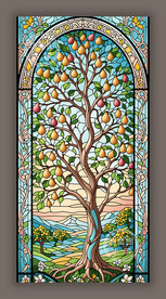 蒂凡尼教堂彩绘玻璃田园主题图案