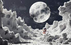 宇航员月球星空背景墙