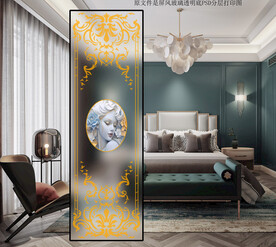 高清分层透明底屏风玻璃打印图