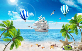 大海沙滩背景墙