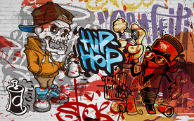 个性砖墙街头涂鸦工装背景墙