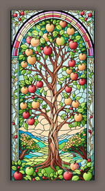 蒂凡尼教堂田园主题彩色玻璃图案