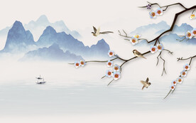 高档 简约客厅山水 TIF分层