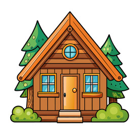 矢量建筑森林里的木屋