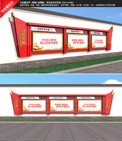 红色围墙宣传栏
