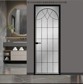 高清分层透明底平开门玻璃打印图