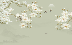 中式花鸟画背景墙