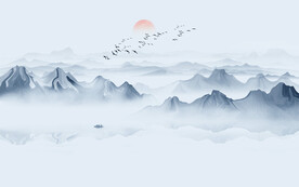 抽象水墨山水画