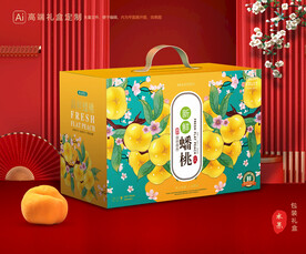 桃子礼盒 蟠桃包装