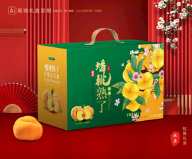 桃子礼盒 蟠桃包装