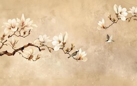 新中式玉兰花工笔花鸟玄关装饰画