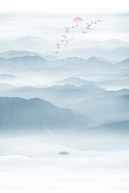 新中式水墨山水玄关画