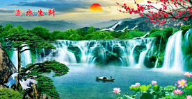 旭日东升山水画