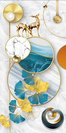 抽象几何金色麋鹿玄关装饰画