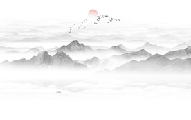 新中式意境抽象水墨山水客厅背景