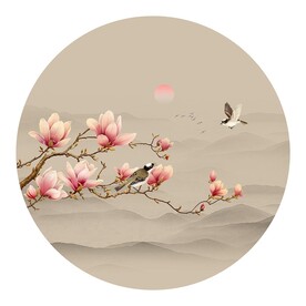 新中式玉兰花鸟