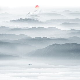 新中式山水画背景墙