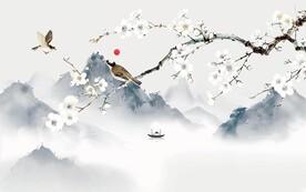 新中式工笔画花鸟