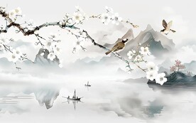 新中式工笔画花鸟