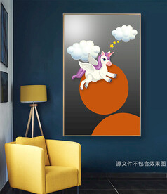 现代轻奢趣味动物儿童房装饰画