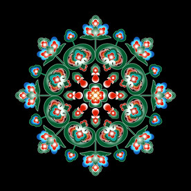 敦煌莫高窟藻井团花石榴纹样图案