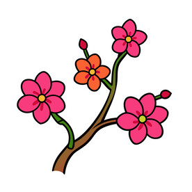 矢量花朵盛开的梅花